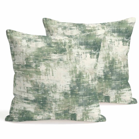 Throw Pillow Covers 18x18 Inch Set of 2 Sage Green Graffiti Art Decorative Pillows Cushion Case Soft Square Pillowcases Abstract Texture Throw Pillows for Couch Sofa Bed Chair Home Decor