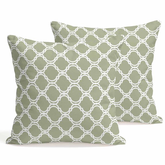 Throw Pillow Covers 18x18 Inch Set of 2 Sage Green Moroccan Stripes Decorative Pillows Cushion Case Soft Square Pillowcases Geometric Floral Throw Pillows for Couch Sofa Bed Chair Home Decor