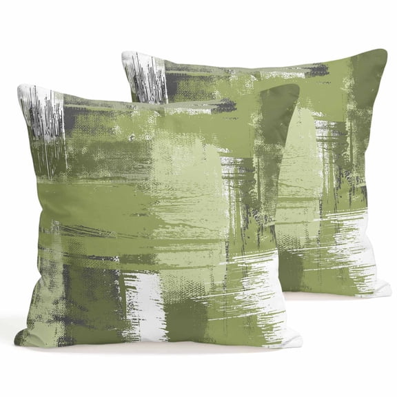 Throw Pillow Covers 18x18 Inch Set of 2 Sage Green Oil Painting Decorative Pillows Cushion Case Soft Square Pillowcases Abstract Graffiti Art Throw Pillows for Couch Sofa Bed Chair Home Decor