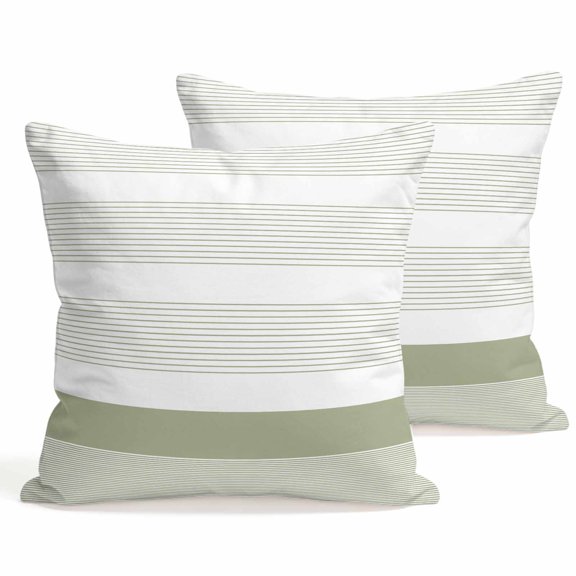 Throw Pillow Covers 18x18 Inch Set of 2 Sage Green Stripe Lines Decorative Pillows Cushion Case Soft Square Pillowcases Abstract Striped Throw Pillows for Couch Sofa Bed Chair Home Decor