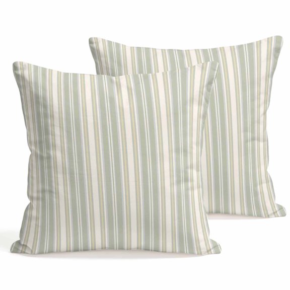 Throw Pillow Covers 18x18 Inch Set of 2 Sage Green Stripes Decorative Pillows Cushion Case Soft Square Pillowcases White Lines Lines Throw Pillows for Couch Sofa Bed Chair Home Decor