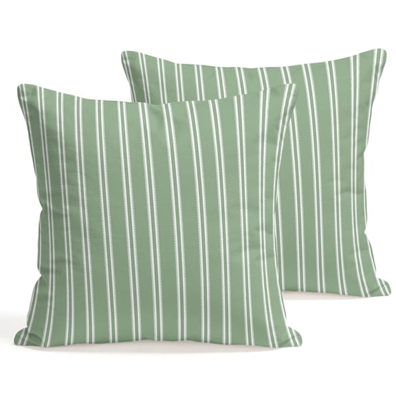 Throw Pillow Covers 18x18 Inch Set of 2 Sage Green Vertical Striped Decorative Pillows Cushion Case Soft Square Pillowcases Pinstripes Lines Throw Pillows for Couch Sofa Bed Chair Home Decor