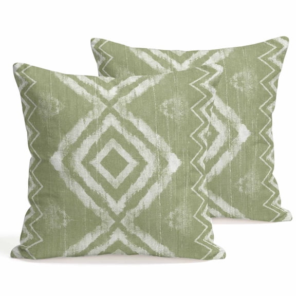 Throw Pillow Covers 18x18 Inch Set of 2 Sage GreenTie-dye Decorative Pillows Cushion Case Soft Square Pillowcases Tribal Painting Art Throw Pillows for Couch Sofa Bed Chair Home Decor