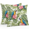 thumbnail image 1 of Throw Pillow Covers 18x18 Inch Set of 2, Summer Waterproof Outdoor Pillow Covers, Botanical Palm Leaves Flower Bird Animals Plants Decorative Cushion Pillowcases for Couch, Sofa, Bed, Garden, Patio, 1 of 9