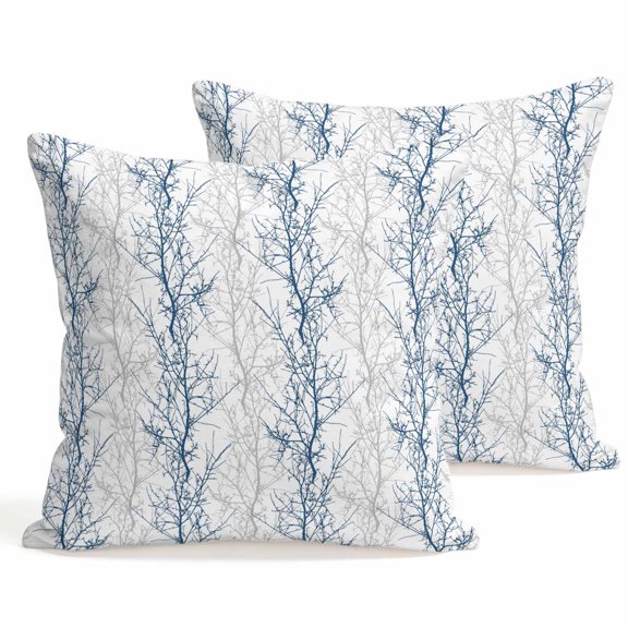 Throw Pillow Covers 18x18 Inch Set of 2 Tree Branch Decorative Pillows Cushion Case Soft Square Pillowcases Blue Grey Throw Pillows for Couch Sofa Bed Chair Home Decor