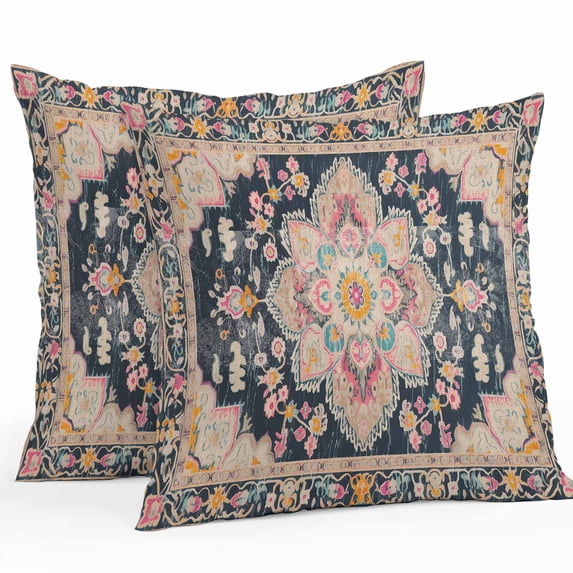 Throw Pillow Covers 18x18 Inch Set of 2, Vintage Boho Waterproof Outdoor Pillow Covers, Middle Century Western Geometric Abstract Art Decorative Cushion Pillowcases for Couch, Sofa, Bed, Patio
