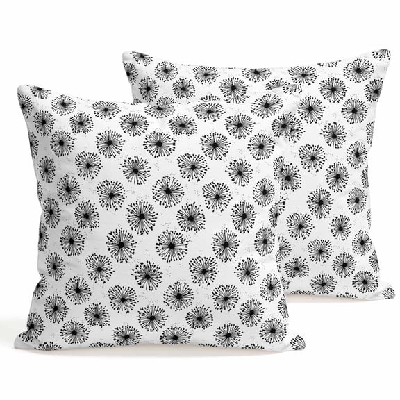 Throw Pillow Covers 18x18 Inch Set of 2 White Dandelion Decorative Pillows Cushion Case Soft Square Pillowcases Pastoral Plant Throw Pillows for Couch Sofa Bed Chair Home Decor