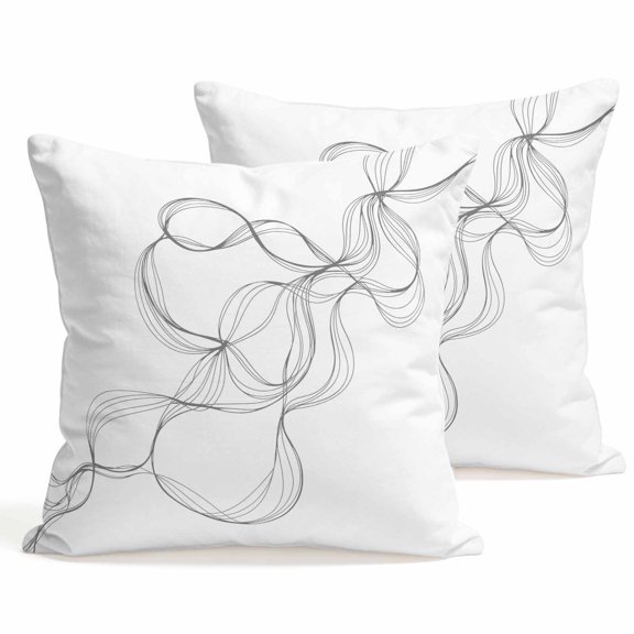 Throw Pillow Covers 18x18 Inch Set of 2 White Twisted Lines Decorative Pillows Cushion Case Soft Square Pillowcases Abstract Art Throw Pillows for Couch Sofa Bed Chair Home Decor