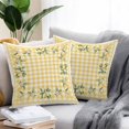 thumbnail image 1 of Throw Pillow Covers 18x18 Inch Set of 2, Yellow Lemons Waterproof Outdoor Pillow Covers, Floral Wreath Leaves Buffalo Plaid Decorative Cushion Pillowcases for Couch, Sofa, Bed, Garden, Patio, 1 of 9