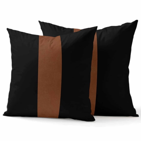 Throw Pillow Covers 18x18 Inch Set of 2 Brown Black Decorative Pillow Covers Boho Style Cushion Cover Pillowcase for Sofa Couch Bed Home Decor
