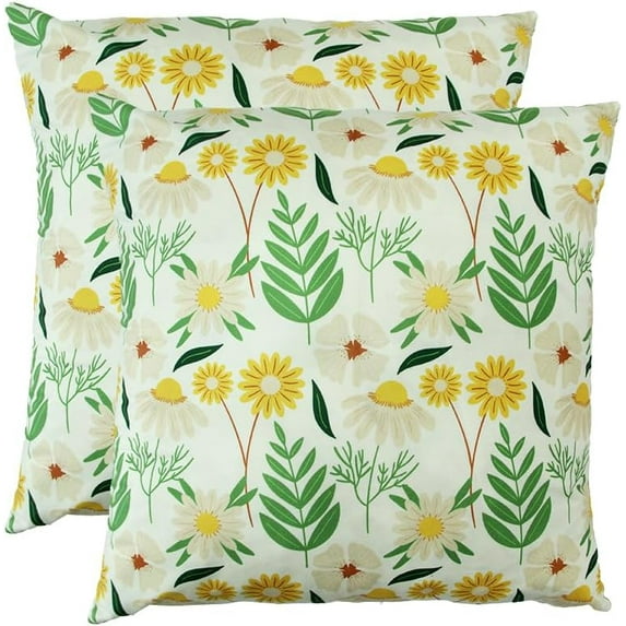 Throw Pillow Covers 18x18 Inch Set of 2, Decorative Pastoral Pillow Cases for Living Room and Outdoor Sofa, Sunflower