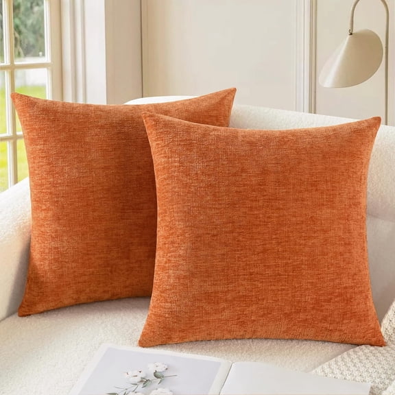 Throw Pillow Covers 18x18 Inches - Cozy Chenille Decorative Soft Cushion Cases for Couch Sofa Bed Living Room Home Decor