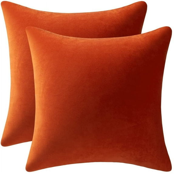Throw Pillow Covers 18x18 Red: 2 Pack Cozy Soft Velvet Square Decorative Pillow Cases for Farmhouse Home Decor