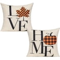 thumbnail image 1 of Throw Pillow Covers 18x18 Set of 2 Love Valentine Décor Farmhouse Spring Home Sweet Decorative Cushion Housewarming Gift Rustic Family Country Quote Decoration for Couch Patio Sofa Bed, 1 of 3