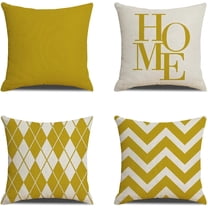 Throw Pillow Covers 18x18 in Set of 4 yellow Pillow Covers Home Square Decorative Pillows Linen Outdoor Pillowcases With Invisible Zipper Sofa Cushion Covers for Couch Livingroom Car Home Decor Gifts