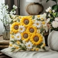 thumbnail image 1 of Throw Pillow Covers 18x18", Soft Cotton Sunflowers Decorative Pillow Cases, Modern Pillow Covers with Hidden Zipper for Bed, Sofa, Couch, Living Room, Bedroom Decorative Pillowcase, 1 of 7