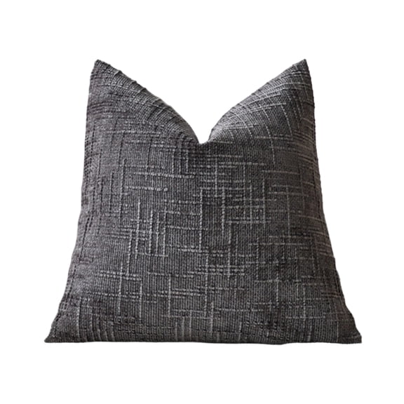 Throw Pillow Covers 20X20, Textured Pillow Covers, Neutral Charcoal Decor, Couch Pillow Covers, Woven Grid Detailing, Sofa Seating, Square Form, 1 Pc