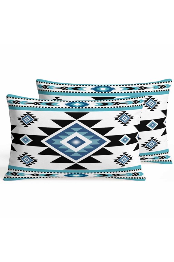 Throw Pillow Covers 20x12 Inch Set of 2 Blue Boho Decorative Pillows Cushion Case Soft Lumbar Pillowcases Bohemian Native Southwest Ethnic Throw Pillows for Couch Sofa Bed Chair Home Decor
