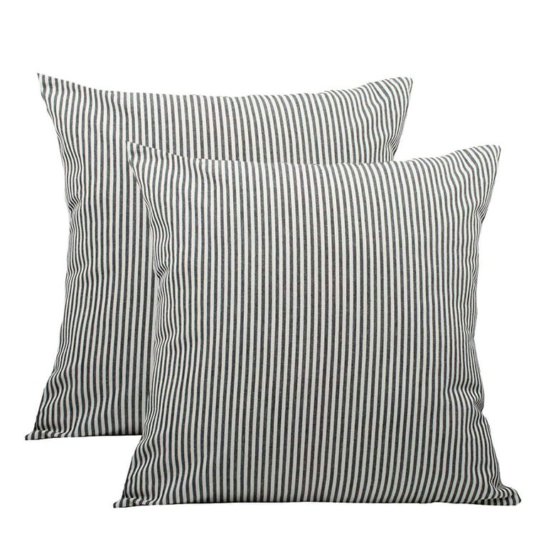 Throw Pillow Covers 24x24 - Decorative Pillows for Couch Set of 2 Rustic Linen Striped Cushion Cover Soft Large Pillowcase for Bedding Decor, Sofa