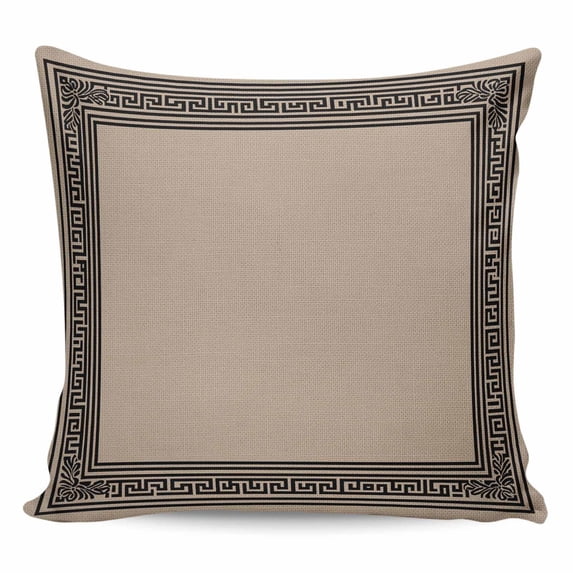 Throw Pillow Covers 20x20 Inch, Black Brown Greek Key Decorative Pillow Cases for Couch Sofa Bed, Geometric Greece Ancient Farmhouse Geo Cotton Linen Square Home Decor Pillowcases with Hidden Zipper