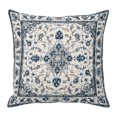 thumbnail image 1 of Throw Pillow Covers 20x20 Inch, Blue Boho Floral Decorative Pillow Cases for Couch Sofa Bed, Vintage Farmhouse Botanical Motifs Cotton Linen Square Home Decor Pillowcases with Hidden Zipper, 1 of 9