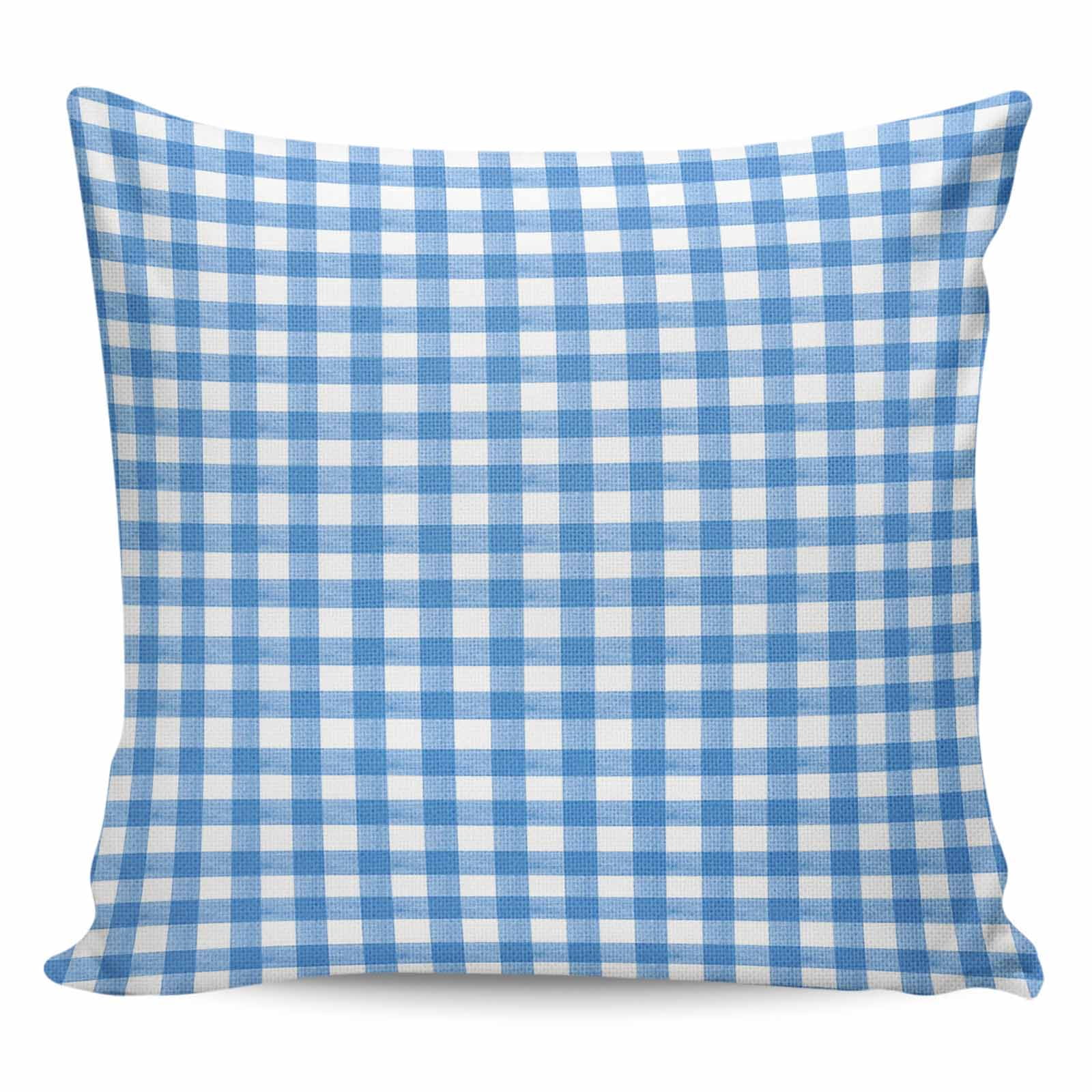 Throw Pillow Covers 20x20 Inch, Blue Decorative Pillow Cases for Couch Sofa Bed, Country French Rustic Buffalo Plaid Modern Art Cotton Linen Square Home Decor Pillowcases with Hidden Zipper