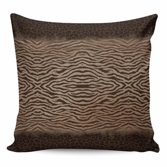 Throw Pillow Covers 20x20 Inch, Brown Zebras Striped Decorative Pillow Cases for Couch Sofa Bed, Vintage Animal Skin Print Cotton Linen Square Home Decor Pillowcases with Hidden Zipper