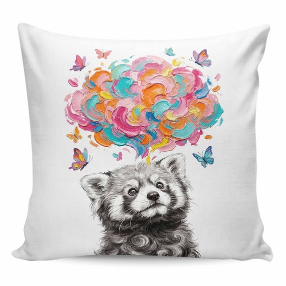 Throw Pillow Covers 20x20 Inch, Funny Raccoon Decorative Pillow Cases for Couch Sofa Bed, Modern Abstract Art Colorful Clouds Cotton Linen Square Home Decor Pillowcases with Hidden Zipper