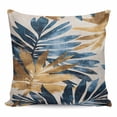 thumbnail image 1 of Throw Pillow Covers 20x20 Inch, Navy Blue Brown Decorative Pillow Cases for Couch Sofa Bed, Tropical Palm Leaves Retro Cotton Linen Square Home Decor Pillowcases with Hidden Zipper, 1 of 7