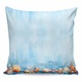 thumbnail image 1 of Throw Pillow Covers 20x20 Inch, Ocean Coastal Decorative Pillow Cases for Couch Sofa Bed, Vintage Blue Watercolor Starfish Shell Cotton Linen Square Home Decor Pillowcases with Hidden Zipper, 1 of 7
