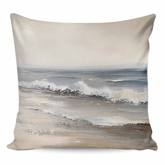Throw Pillow Covers 20x20 Inch, Ocean Decorative Pillow Cases for Couch Sofa Bed, Grey Sky Abstract Beach Minimalism Art Cotton Linen Square Home Decor Pillowcases with Hidden Zipper