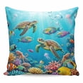 thumbnail image 1 of Throw Pillow Covers 20x20 Inch, Ocean Sea Turtle Decorative Pillow Cases for Couch Sofa Bed, Blue Coastal Fish Coral Jellyfish Marine Life Cotton Linen Square Home Decor Pillowcases, 1 of 7