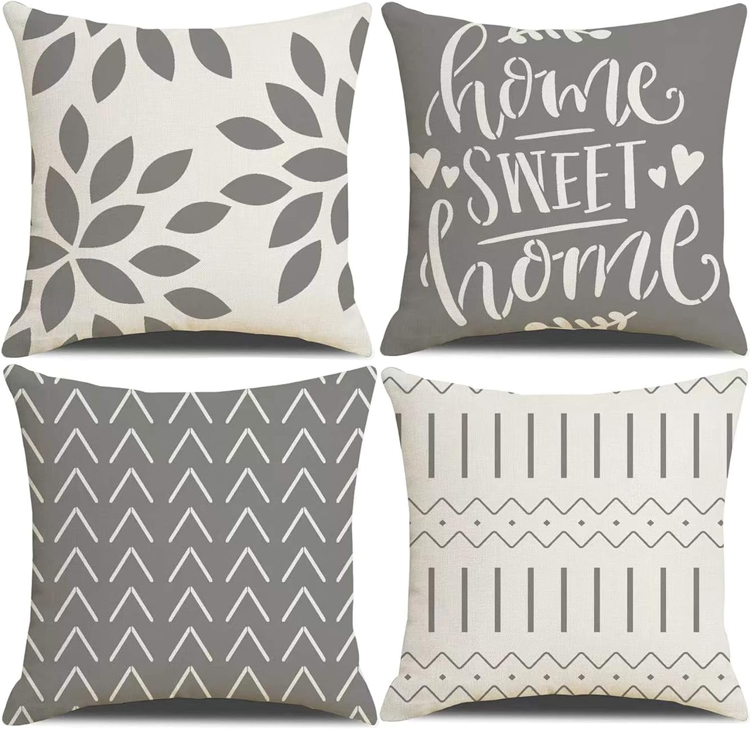 Throw Pillow Covers 20x20 Inch, Pillow Covers 20x20,Squar Pillow Covers Set of 4 Boho Modern Farmhouse Neutral Decorative Pillowcases Linen Cushion Case for Couch, Bed, Home Decor