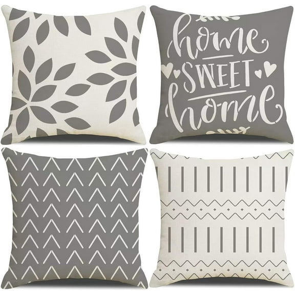 Throw Pillow Covers 20x20 Inch, Pillow Covers 20x20,Squar Pillow Covers Set of 4 Boho Modern Farmhouse Neutral Decorative Pillowcases Linen Cushion Case for Couch, Bed, Home Decor