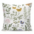 thumbnail image 1 of Throw Pillow Covers 20x20 Inch, Pink Spring Floral Decorative Pillow Cases for Couch Sofa Bed, Summer Botanical Butterfly Cotton Linen Square Home Decor Pillowcases with Hidden Zipper, 1 of 7