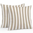thumbnail image 1 of Throw Pillow Covers 20x20 Inch Set of 2, Beige Striped Waterproof Outdoor Pillow Covers, Modern Farmhouse Beige White Stripes Decorative Cushion Pillowcases for Couch, Sofa, Bed, Garden, Patio, 1 of 9