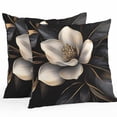 thumbnail image 1 of Throw Pillow Covers 20x20 Inch Set of 2, Black Gold Flower Waterproof Outdoor Pillow Covers, Gradient Luxurious Floral Botanical Decorative Cushion Pillowcases for Couch, Sofa, Bed, Garden, Patio, 1 of 9