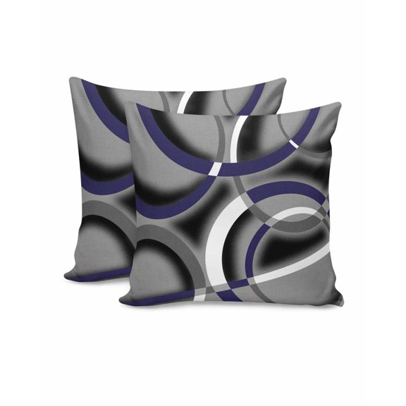 Throw Pillow Covers 20x20 Inch Set of 2 Blue Grey Geometric Circle Decorative Pillow Covers Abstract Lines Cushion Cover Pillowcase for Sofa Couch Bed Home Decor