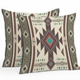 thumbnail image 1 of Throw Pillow Covers 20x20 Inch Set of 2, Brown Southwest Waterproof Outdoor Pillow Covers, Ethnic Boho Tribal Vintage Geometric Decorative Cushion Pillowcases for Couch, Sofa, Bed, Garden, Patio, 1 of 9