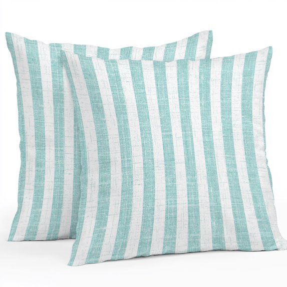 Throw Pillow Covers 20x20 Inch Set of 2, Green Stripes Waterproof Outdoor Pillow Covers, Vintage Boho Lines Geometric Farmhouse Decorative Cushion Pillowcases for Couch, Sofa, Bed, Garden, Patio
