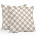 thumbnail image 1 of Throw Pillow Covers 20x20 Inch Set of 2, Minimalistic Checkered Beige Rural Style, Waterproof Outdoor Pillow Covers, Decorative Cushion Pillowcases for Couch, Sofa, Bed, Garden, Patio, 1 of 9