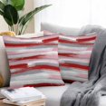 thumbnail image 1 of Throw Pillow Covers 20x20 Inch Set of 2, Red Pink Gray Stripes Waterproof Outdoor Pillow Covers, Modern Abstract Minimalist Retro Decorative Cushion Pillowcases for Couch, Sofa, Bed, Garden, Patio, 1 of 9