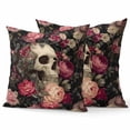 thumbnail image 1 of Throw Pillow Covers 20x20 Inch Set of 2 Skull with Roses Halloween Decorative Pillow Covers Roses Flowers Cushion Cover Pillowcase for Sofa Couch Bed Home Decor, 1 of 9