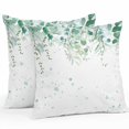 thumbnail image 1 of Throw Pillow Covers 20x20 Inch Set of 2, Teal Botanical Waterproof Outdoor Pillow Covers, Spring Weeping Eucalyptus Leaves Decorative Cushion Pillowcases for Couch, Sofa, Bed, Garden, Patio, 1 of 9