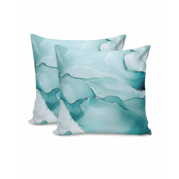 Throw Pillow Covers 20x20 Inch Set of 2 Turquoise Marble Decorative Pillow Covers Modern Abstract Art Cushion Cover Pillowcase for Sofa Couch Bed Home Decor