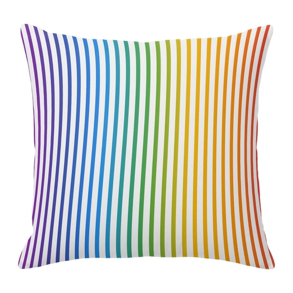 Throw Pillow Covers 20x20 Inch, Thin Rainbow Striped Decorative Pillow Cases for Couch Sofa Bed, Farmhouse Modern Stripes Cotton Linen Square Home Decor Pillowcases with Hidden Zipper