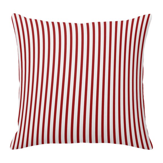 Throw Pillow Covers 20x20 Inch, Thin Red Striped Decorative Pillow Cases for Couch Sofa Bed, Farmhouse Modern Red Stripes Cotton Linen Square Home Decor Pillowcases with Hidden Zipper