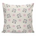 thumbnail image 1 of Throw Pillow Covers 20x20 Inch, White Cute Cat Decorative Pillow Cases for Couch Sofa Bed, Pink Floral Abstract Art Cartoon Rustic Cotton Linen Square Home Decor Pillowcases with Hidden Zipper, 1 of 7