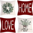 thumbnail image 1 of Throw Pillow Covers 20x20 Set of 4 Farmhouse Pillow Covers Cushion Cases Decorative Pillowcases for Sofa Couch Living Room Outdoor Home Decor (Burgundy, 20" x 20"), 1 of 5