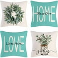 thumbnail image 1 of Throw Pillow Covers 20x20 Set of 4 Farmhouse Pillow Covers Cushion Cases Decorative Pillowcases for Sofa Couch Living Room Outdoor Home Decor (Teal, 20" x 20"), 1 of 6